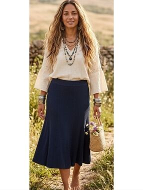 Rachel Rachel Roy A-Line Ribbed Skirt Black Size XL